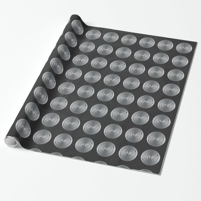 Manhole Covers NYC Wrapping Paper (Unrolled)