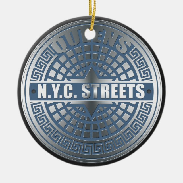 Manhole Covers Queens Ceramic Ornament (Front)