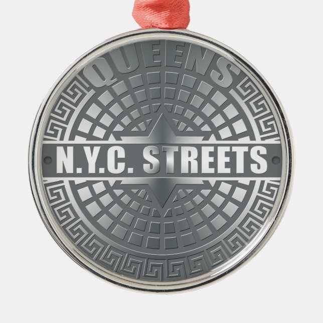 Manhole Covers Queens Metal Ornament (Front)