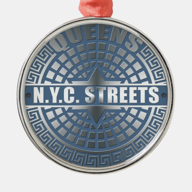 Manhole Covers Queens Metal Ornament (Front)