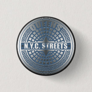 Manhole Covers Queens Pinback Button