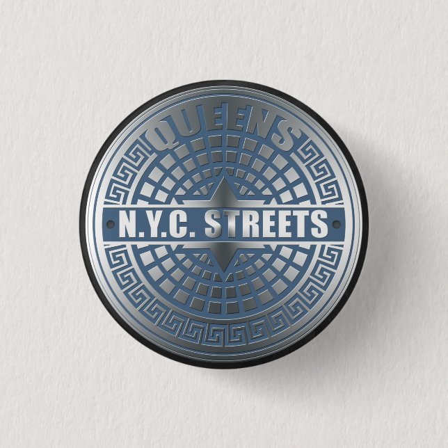 Manhole Covers Queens Pinback Button (Front)