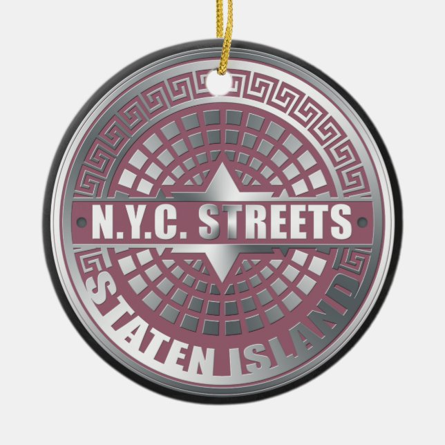 Manhole Covers Staten Island Ceramic Ornament (Front)