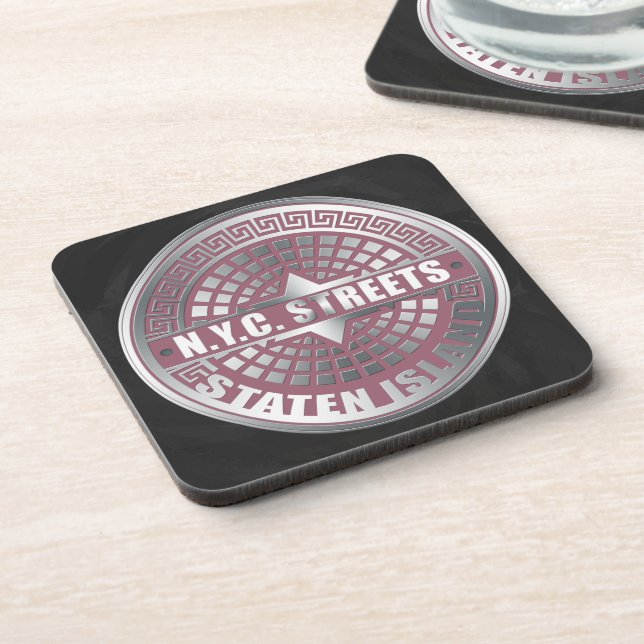 Manhole Covers Staten Island Drink Coaster (Left Side)