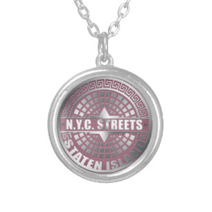 Manhole Covers Staten Island Silver Plated Necklace
