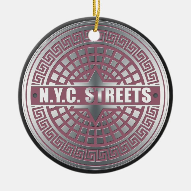 Manhole CoversNYC Ceramic Ornament (Front)