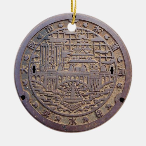 MANHOLE FOR DRAINAGE PLUG OF OSAKA CITY WATERWORKS CERAMIC ORNAMENT