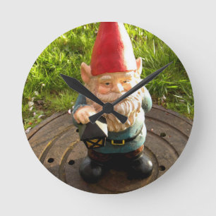 Manhole Gnome Round Clock