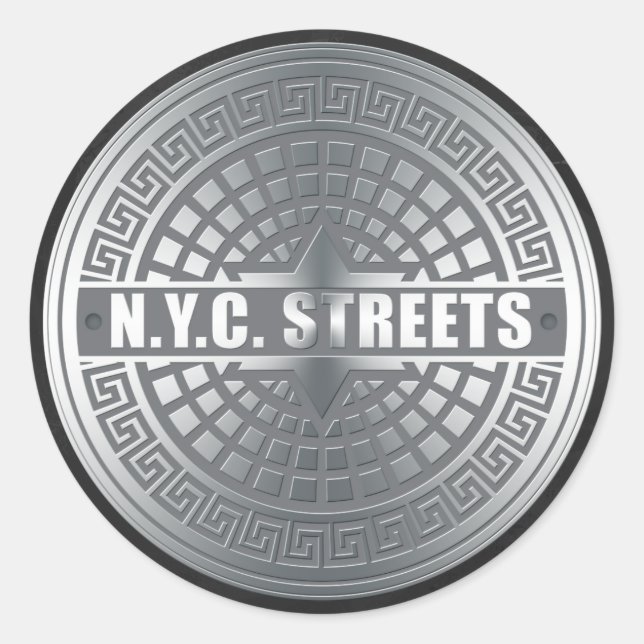 Manhole NYC Classic Round Sticker (Front)