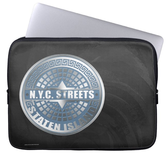 Manhole Staten Island Blue Laptop Sleeve (Front)