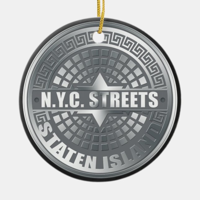 Manhole Staten Island Gray Ceramic Ornament (Front)