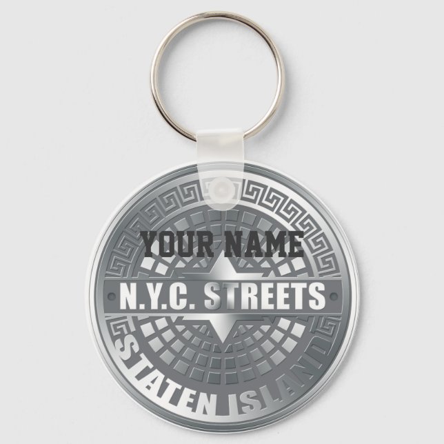Manhole Staten Island Gray Keychain (Front)
