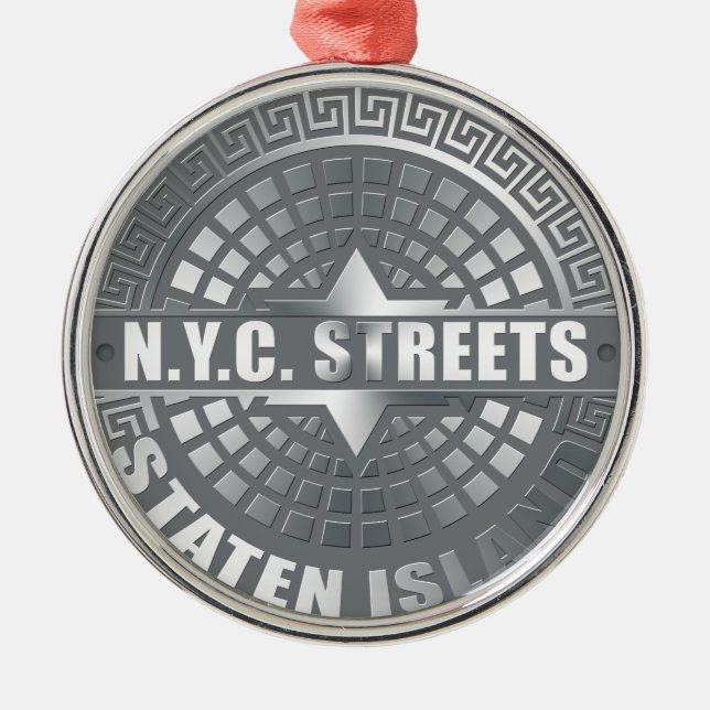 Manhole Staten Island Gray Metal Ornament (Front)