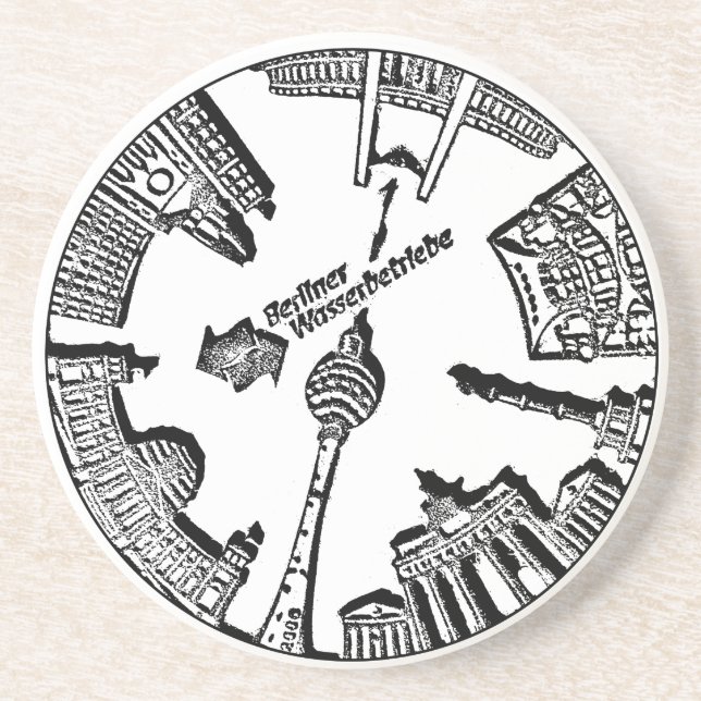 Manhole Street Cover Berlin Germany Stamp Design Coaster (Front)