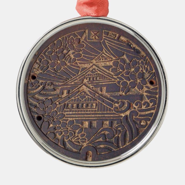Manholes in Osaka City Metal Ornament (Front)