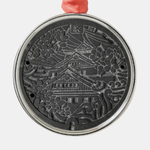Manholes in Osaka City Metal Ornament