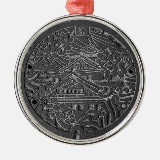 Manholes in Osaka City Metal Ornament (Front)