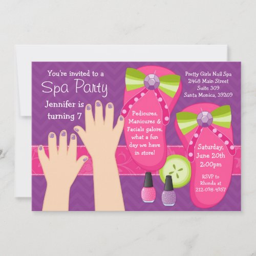 Mani Pedi Spa Birthday Party Invitation