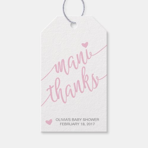Mani Thanks Baby Shower Thank You Tag Pink Gift Tags