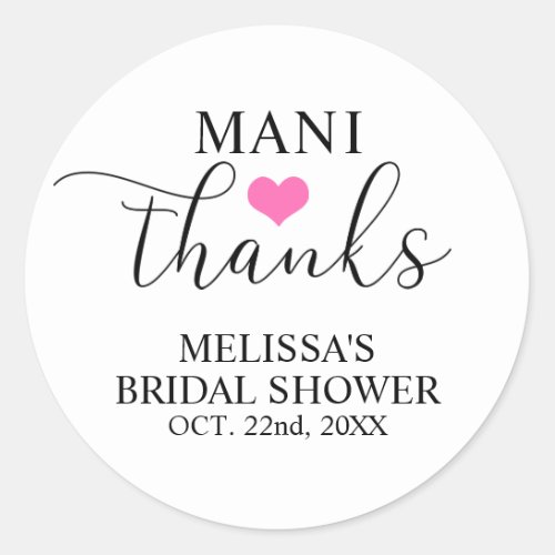 MANI Thanks Bridal Baby Shower Nail Polish Classic Round Sticker