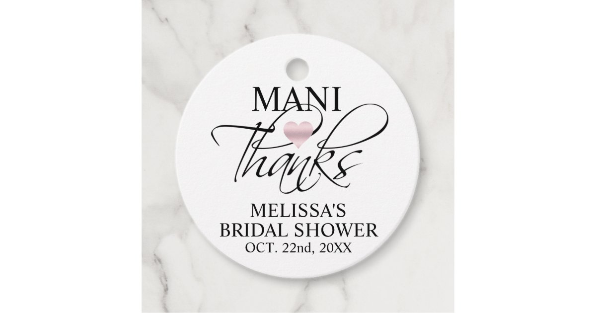 MANI Thanks Bridal Baby Shower Nail Polish Favor Tags | Zazzle.com