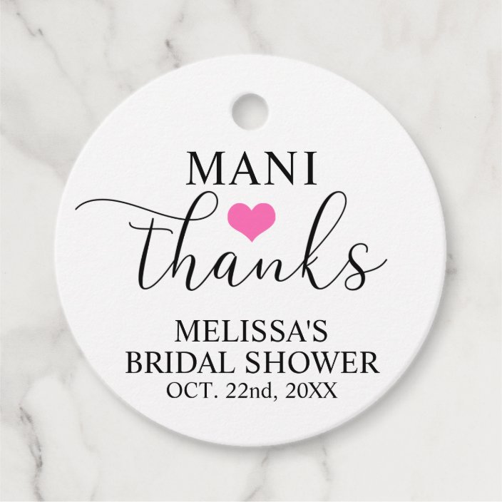 Mani Thanks Bridal Baby Shower Nail Polish Favor Tags Zazzle Com