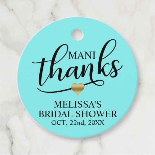 MANI Thanks Bridal Shower Blue Nail Polish Favor Tags