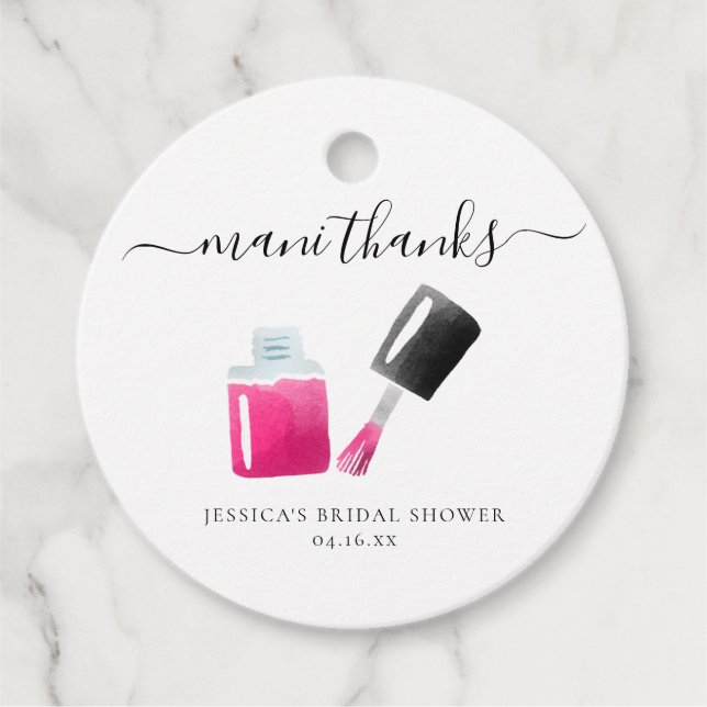 Mani Thanks | Bridal Shower Favor Tag (Front)