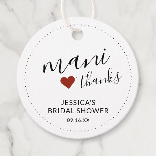 Mani Thanks Bridal Shower Nail Polish Favor Tags