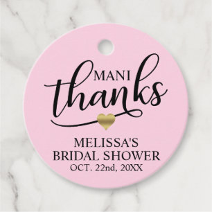 Mani Thanks Bridal Shower Pink Nail Polish Favor Tags