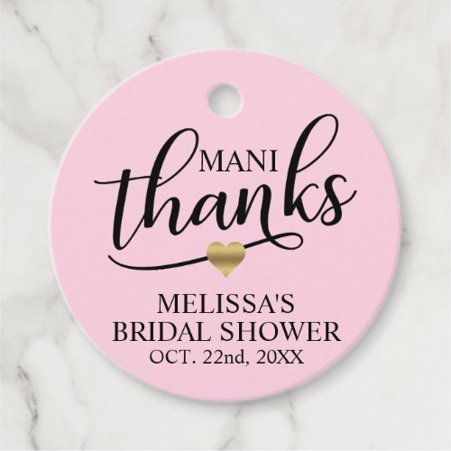Mani Thanks Bridal Shower Pink Nail Polish Favor Tags