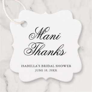 Mani Thanks Elegant Calligraphy Bridal Shower Favor Tags