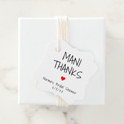 Mani Thanks Fun Modern Bridal Shower Favor Tags