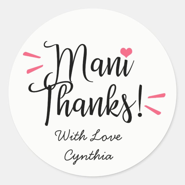Mani Thanks Labels Stickers (Front)