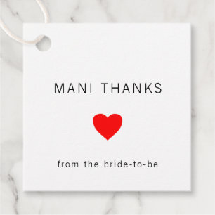 Mani Thanks Modern Minimalist Bridal Shower Favor Tags