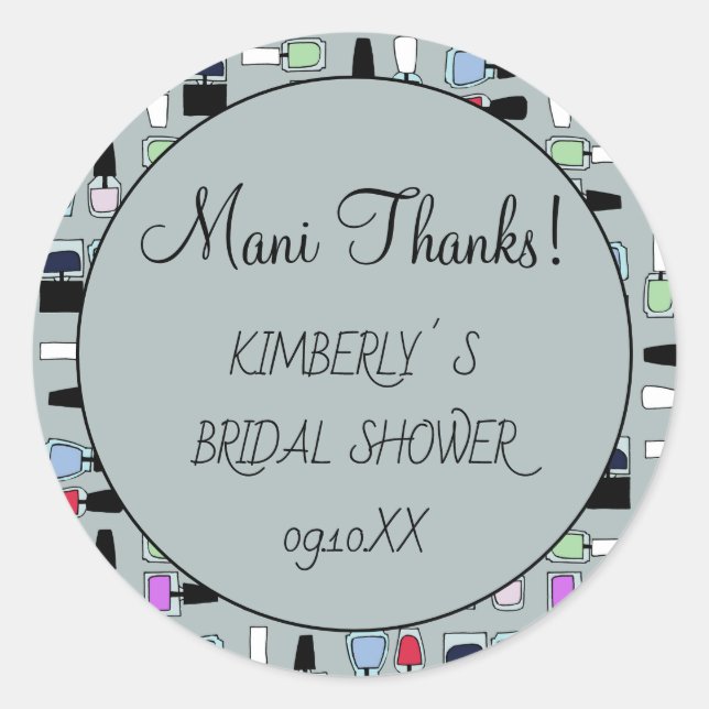 Mani thanks nailpolish classic round sticker (Front)