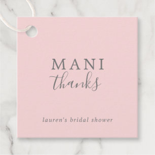 Mani Thanks Simple Pink and Gray Bridal Shower Favor Tags