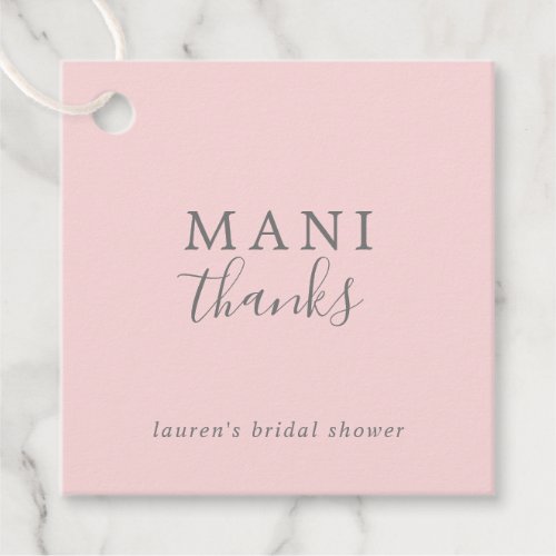 Mani Thanks Simple Pink and Gray Bridal Shower Favor Tags