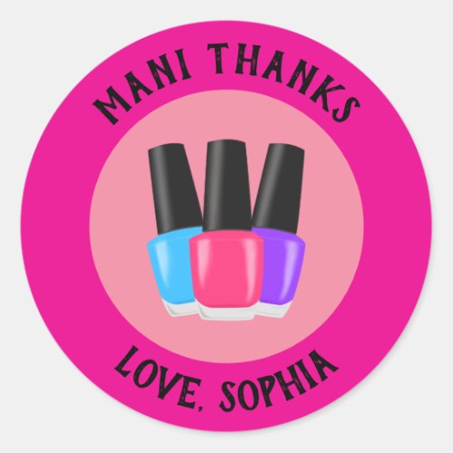 Mani Thanks Spa Party Thank You Stickers
