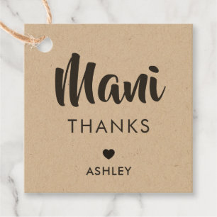 Mani Thanks Tags, Manicure Kit Gift Tag, Kraft Favor Tags
