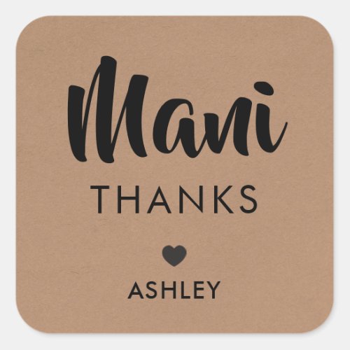 Mani Thanks Tags Manicure Kit Gift Tag Label Square Sticker