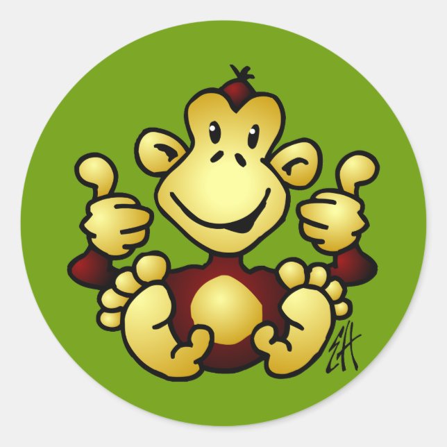Manic Monkey Classic Round Sticker (Front)