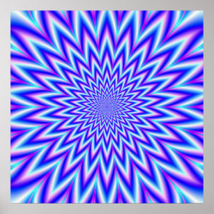 Manic Star in Blue Pink and White Poster