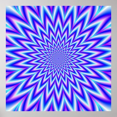 Manic Star in Blue Pink and White Poster