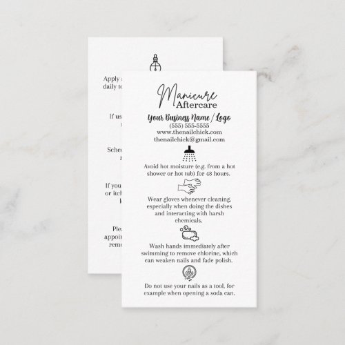 Manicure Aftercare Card