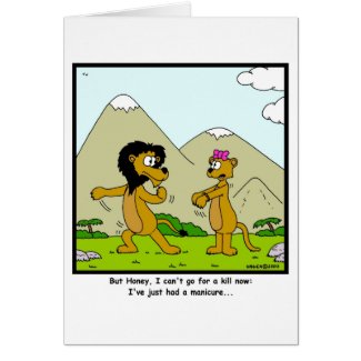 Lion and Lioness cartoon card