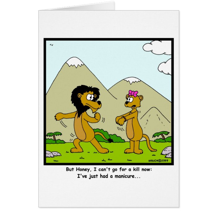 Manicure Lion and Lioness cartoon Cards