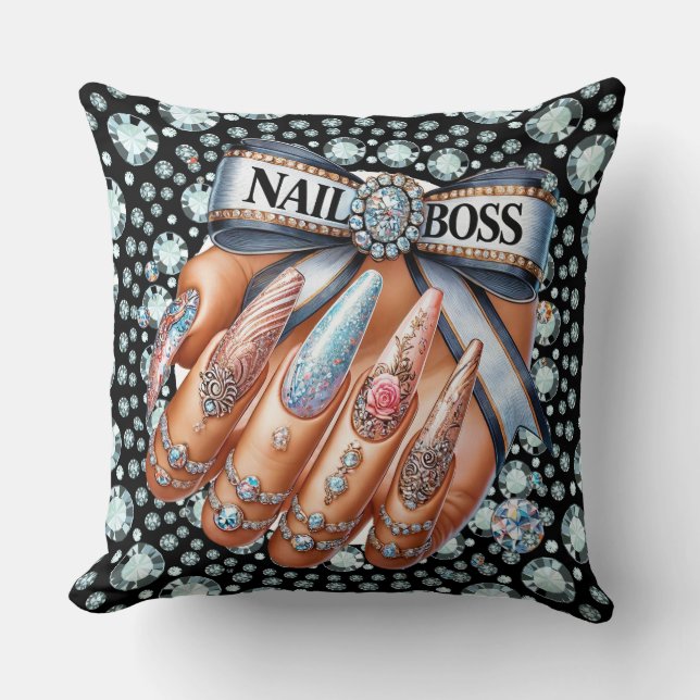Manicure NAIL BOSS - See Back .  Throw Pillow (Front)