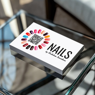 Manicure Nail Polish Scannable QR Code Basic White Business Card