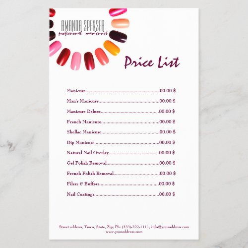 Manicure Nail Salon Price List Simple White Flyer